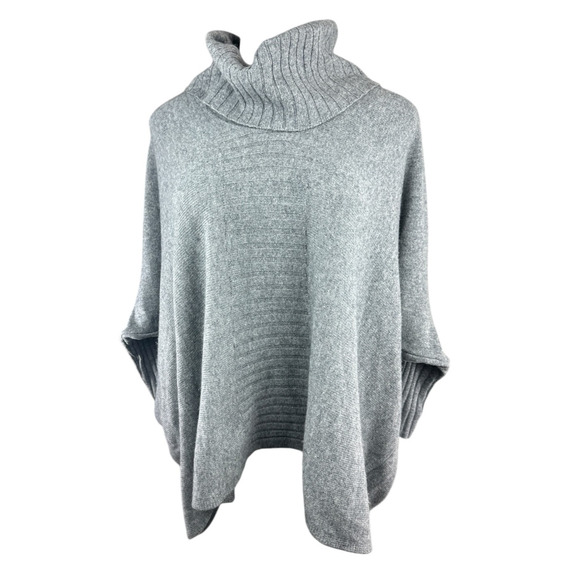 Nordstrom Collection 100% Cashmere Gray Cowl Neck Poncho Sweater Oversized XS/S - Picture 2 of 14